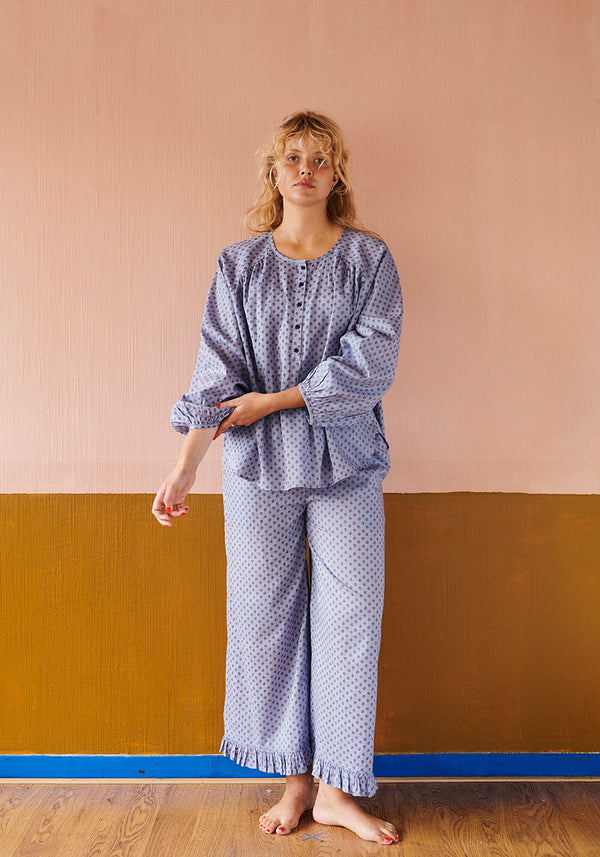 HABIBA ASTRID BLOUSE W. PLACKET Blouse SAPPHIRE
