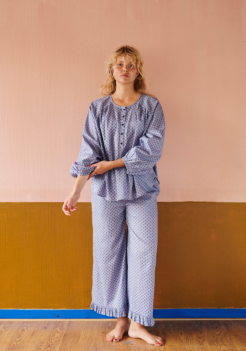 HABIBA ASTRID PANTS W. FRILL Pants SAPPHIRE