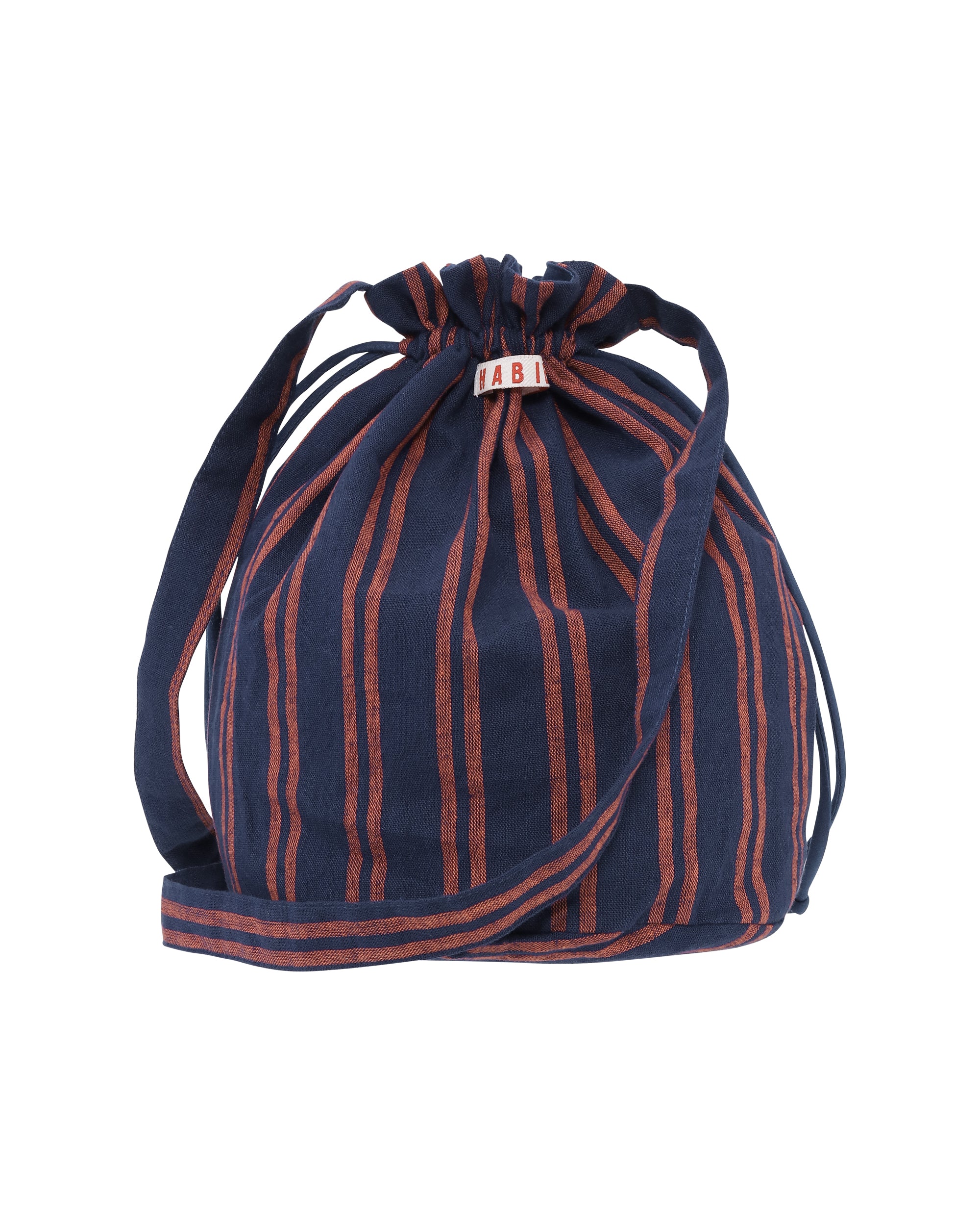 HABIBA BOLSTER STRIPE DRAWSTRING SACK Bag INDIGO