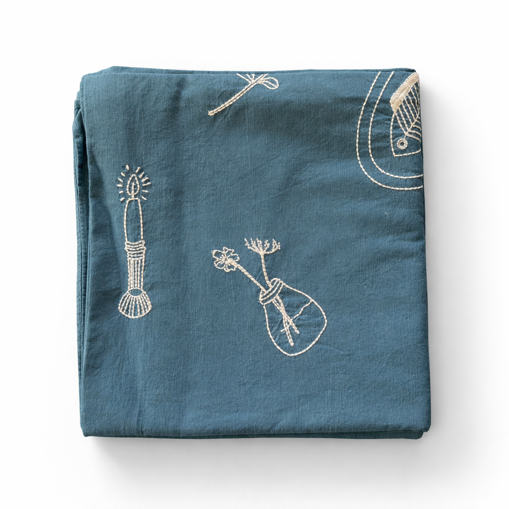 CLEA BRODERET DUG - BLUE MOON