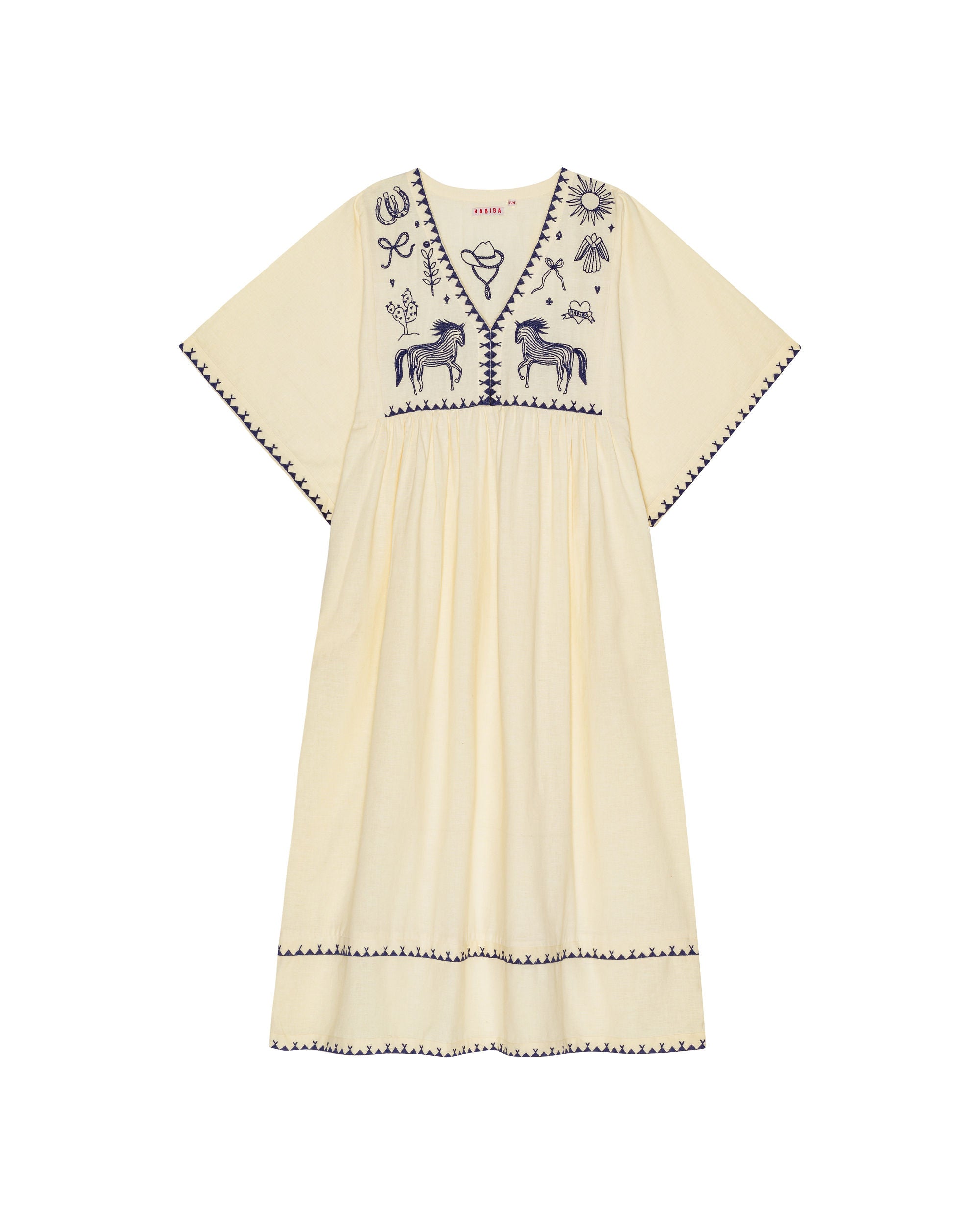 HABIBA POLLY EMBROIDERY DRESS 3/4 SLEEVE Dress VANILLA