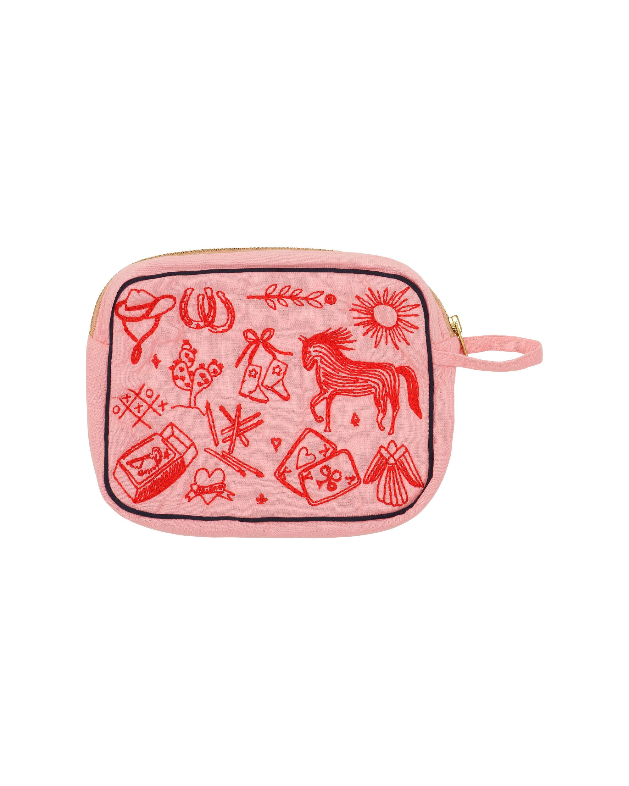 HABIBA POLLY EMBROIDERY MAKEUP CLUTCH Makeup clutch FLAMINGO