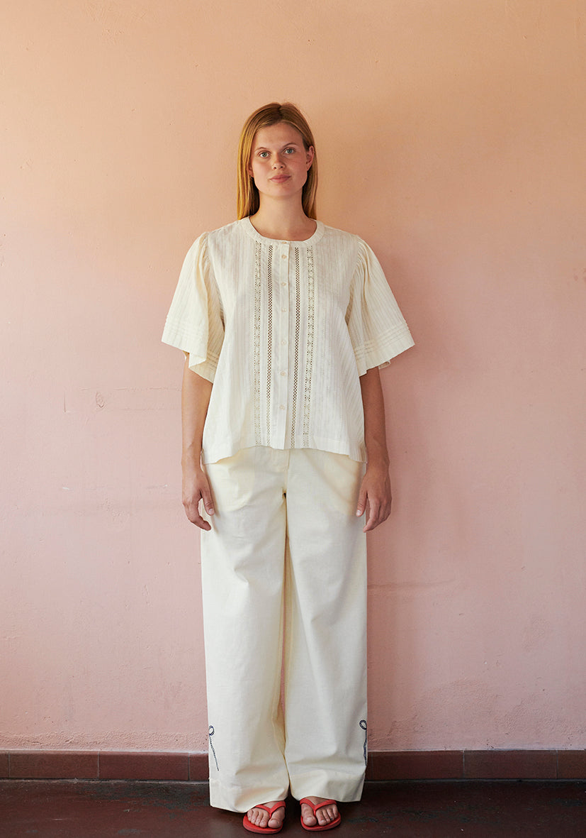 HABIBA POLLY EMBROIDERY PANTS RELAXED Pants VANILLA