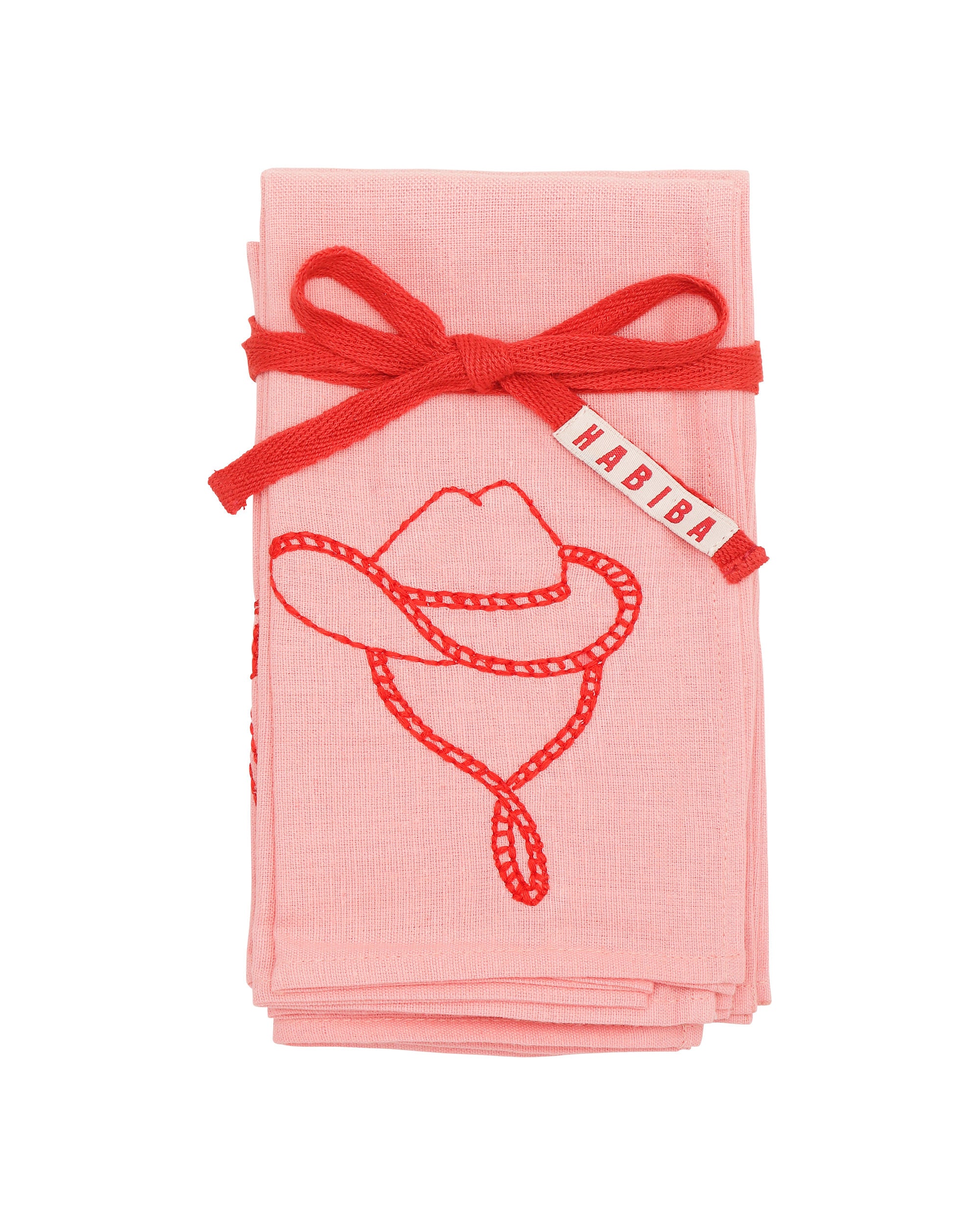 HABIBA POLLY EMBROIDERY TABLE NAPKINS 4 PCS Table napkins FLAMINGO