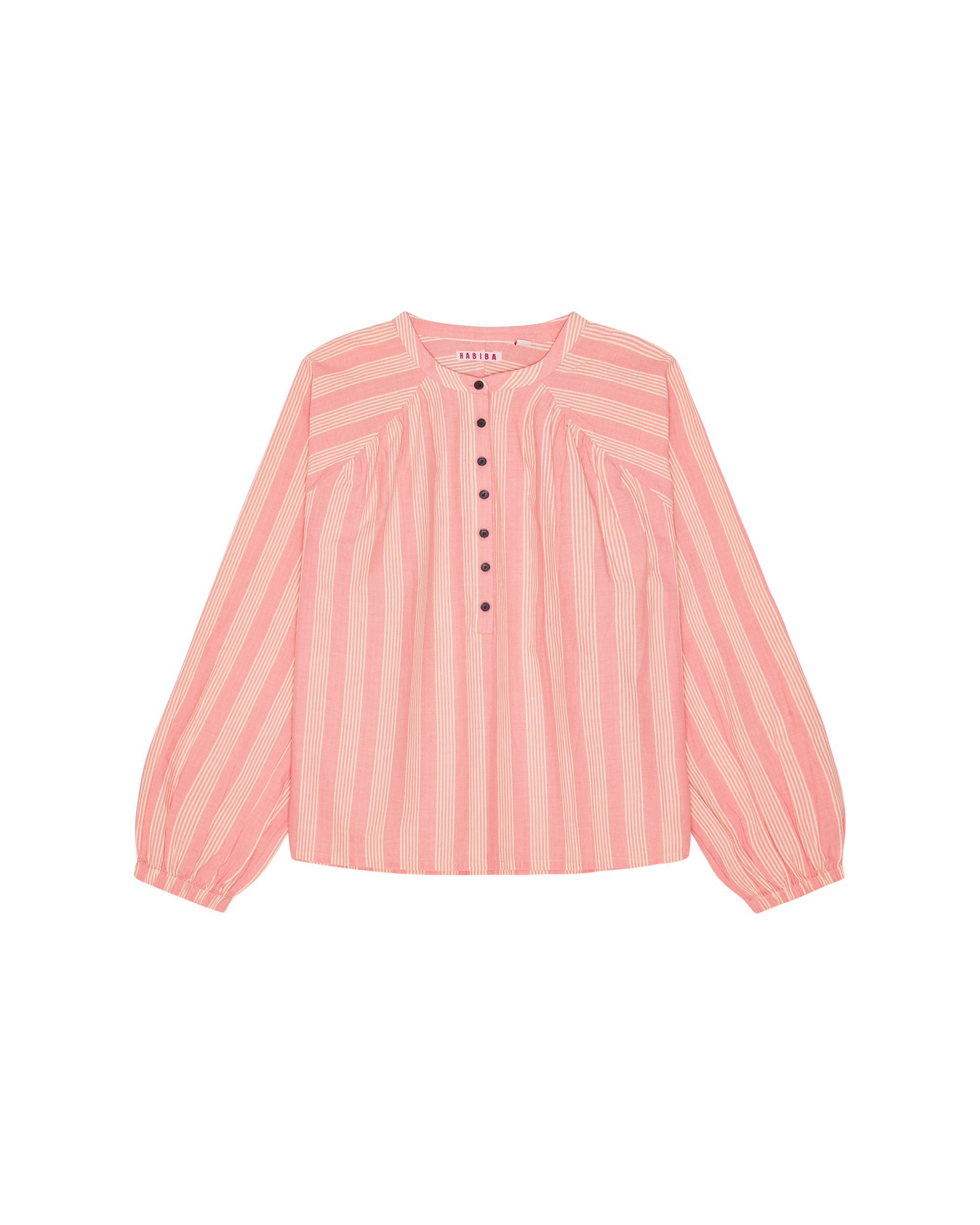 HABIBA STOCKHOLM STRIPE BLOUSE W GATHERINGS Blouse FLAMINGO